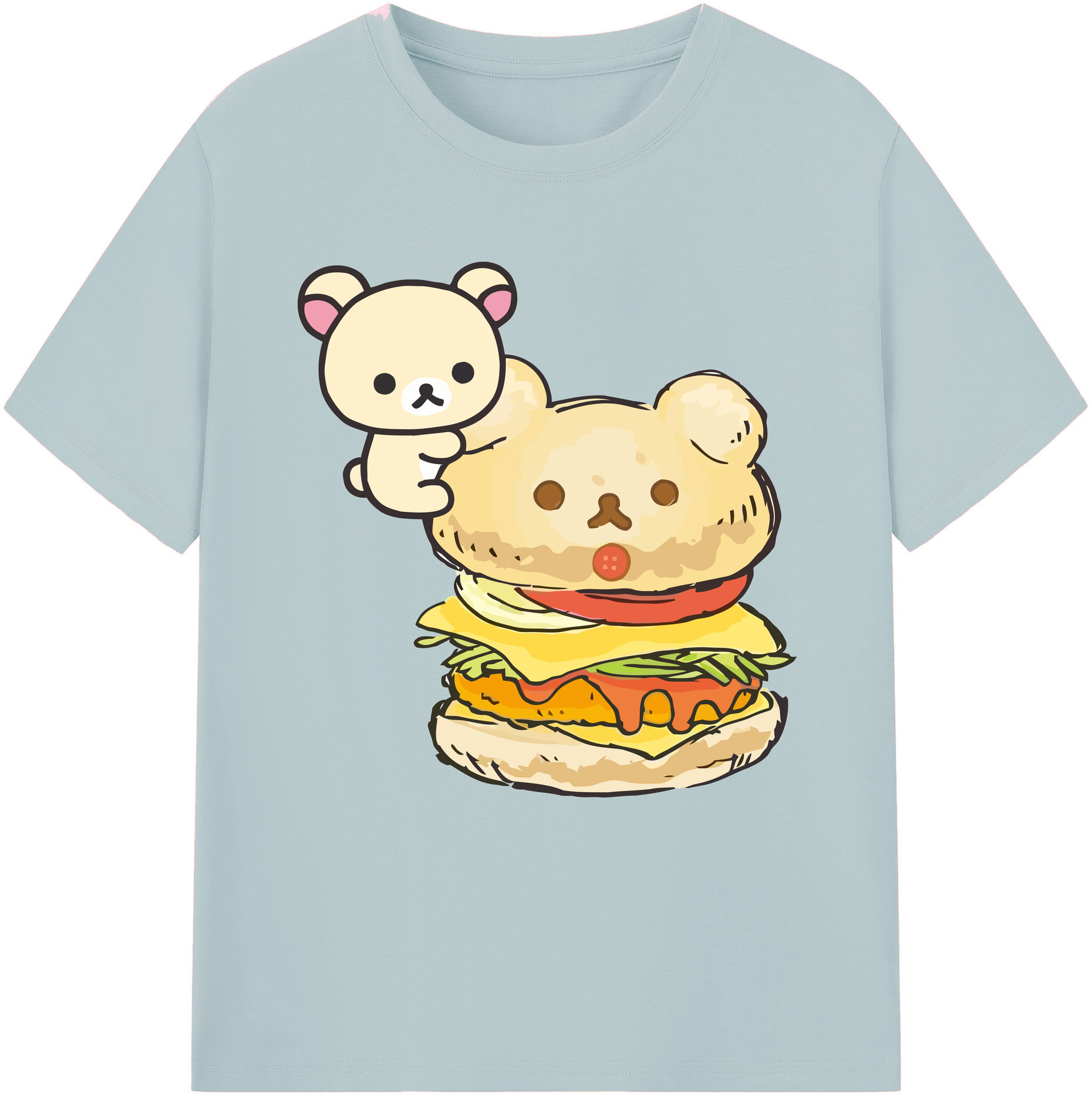 （画像用） リラックマ リラックマ キイロイトリ Rilakkuma Korilakkuma Kiiroitori 綿100％半袖Tシャツ（フロントプリント）